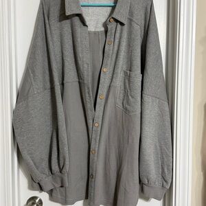 Women’s Gray Button-Front Lightweight Jacket